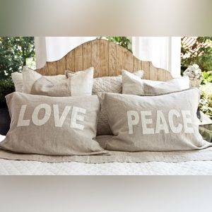 Peace and Love Linen Pillow Sham Set